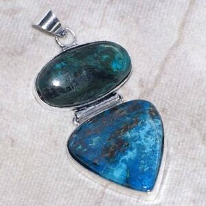 Chrysocolla Gemstone 925 Sterling Silver Handmade Pendant Necklace